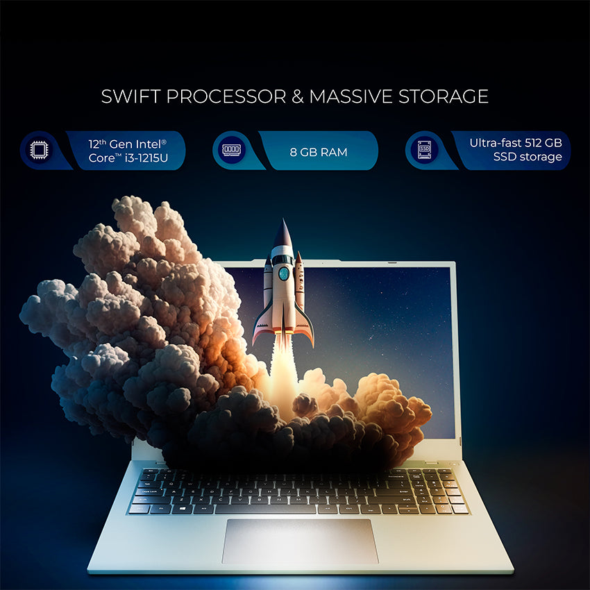 AVITA Liber E 12th Gen Intel core i3 Upto 4.40 GHz 8GB RAM 512GB SSD Expandable Upto 2TB  Windows 11 Home Thin & Light Black 1.84 Kg